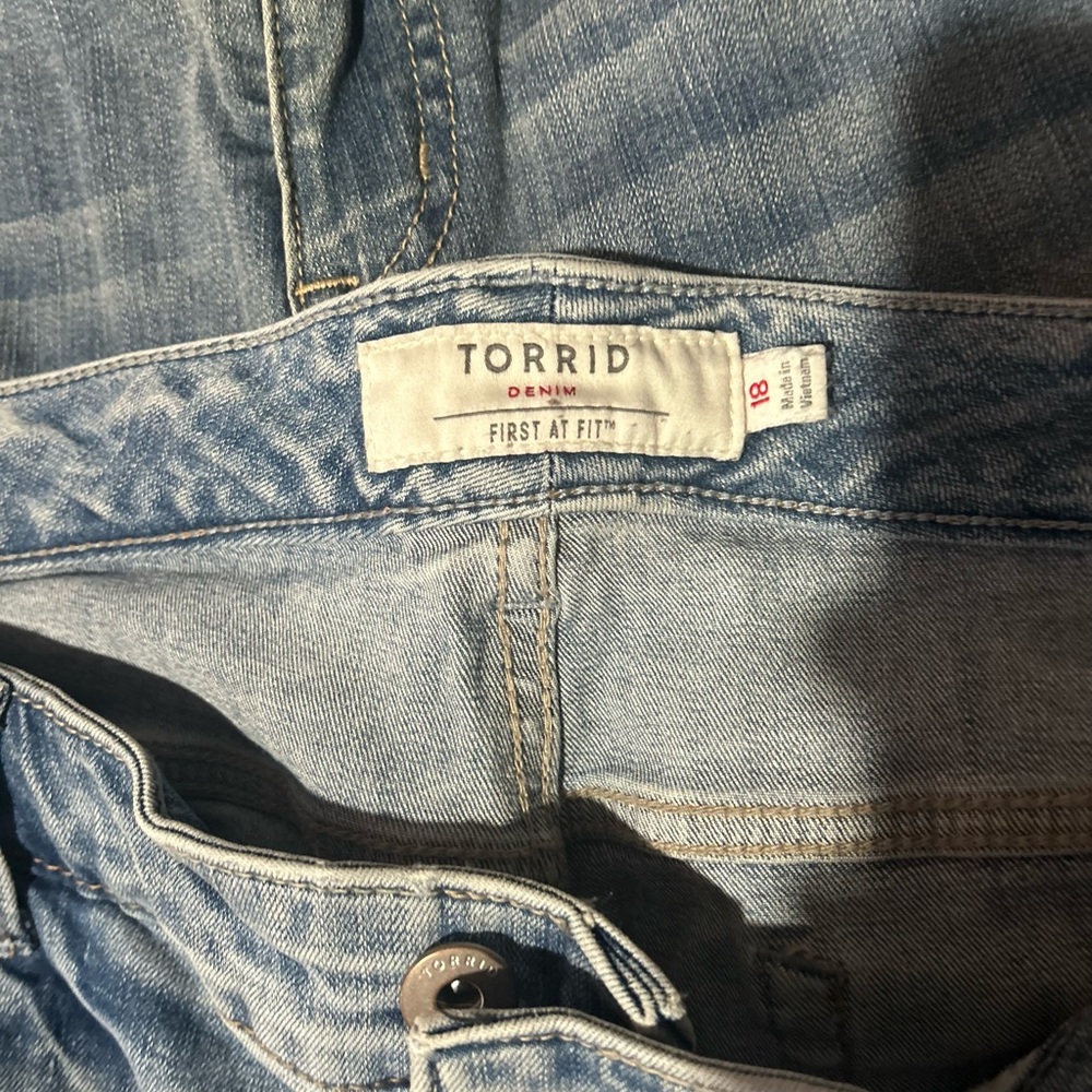Torrid Blue Jean Shorts Distressed Denim Casual
